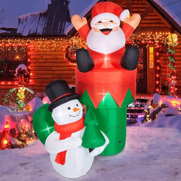 Other - NEW 6ft Santa and Snowman Christmas Outdoor Decoration Inflatable Holiday